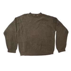 Men’s Heavy Cotton Ribbed Pullover Sweater Timberland Weathergear Army Green Y2K